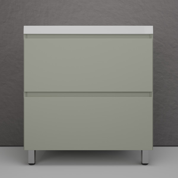 Изображение товара Тумба с умывальником Symbolite Манхэттен 80 Plus 2 ящика + Asti 80x45 (олива/антрацит)