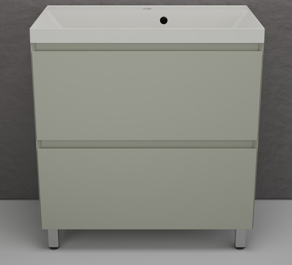 Изображение товара Тумба с умывальником Symbolite Манхэттен 80 Plus 2 ящика + Asti 80x45 (олива/жасмин)