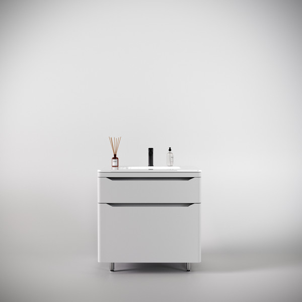 Изображение товара Тумба с умывальником Symbolite Марелла 80 Люкс Plus 2 ящика + Марелла Люкс 80х40 (белый матовый)