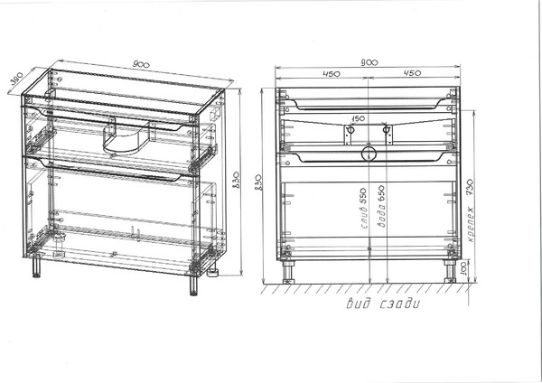Изображение товара Тумба с умывальником Symbolite Марелла 90 Люкс Plus 2 ящика + Марелла Люкс 90х40 (белый глянец)