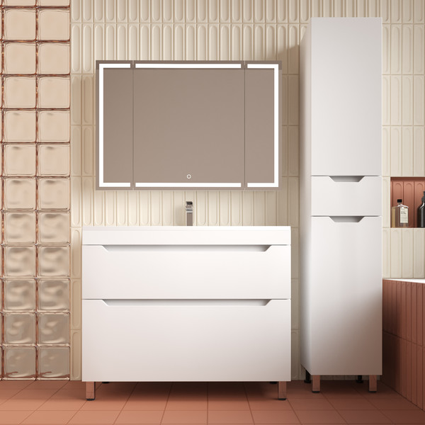 Изображение товара Тумба с умывальником Symbolite Остин 100 Plus 2 ящика + Фортуна 100x45 (белый)
