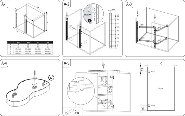 Изображение товара Корзина выкатная Starax Волшебный уголок поворотный / S-3125-UB-A (левое выдвижение, антрацит)
