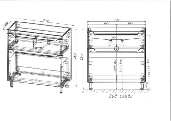 Изображение товара Тумба с умывальником Symbolite Марелла 70 Люкс Plus 2 ящика + Марелла Люкс 70х40 (белый глянец)