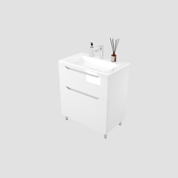 Изображение товара Тумба с умывальником Symbolite Марелла 70 Люкс Plus 2 ящика + Марелла Люкс 70х40 (белый глянец)