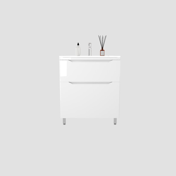 Изображение товара Тумба с умывальником Symbolite Марелла 70 Люкс Plus 2 ящика + Марелла Люкс 70х40 (белый глянец)