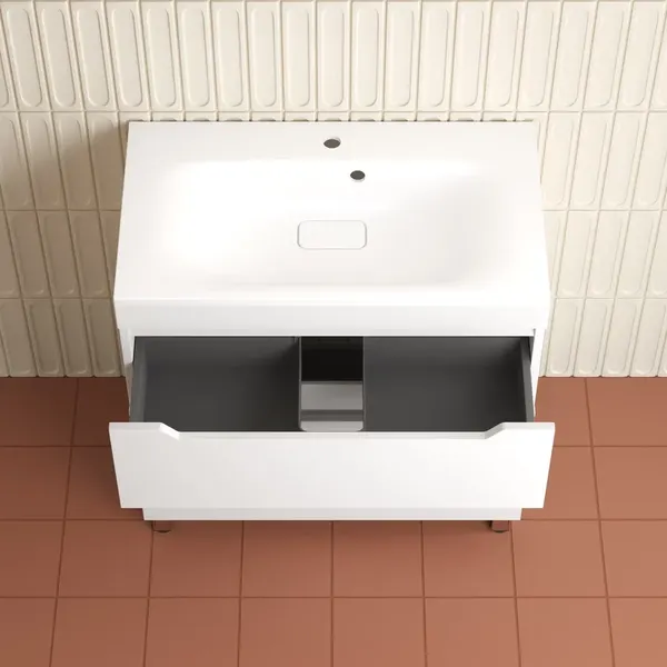 Изображение товара Тумба с умывальником Symbolite Остин 80 Plus 2 ящика + Фортуна 80x45 (белый/жасмин)