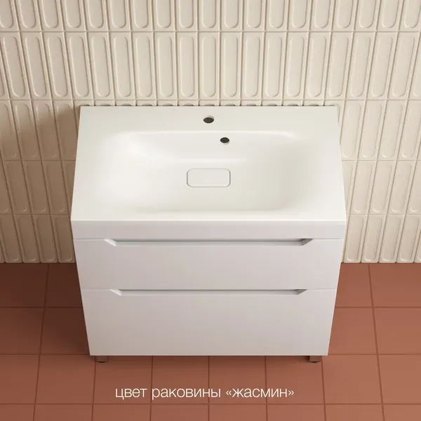 Изображение товара Тумба с умывальником Symbolite Остин 80 Plus 2 ящика + Фортуна 80x45 (белый/жасмин)