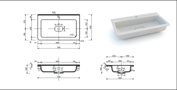 Изображение товара Тумба с умывальником Symbolite Марелла 70 Люкс Plus 2 ящика + Марелла Люкс 70х40 (серый)