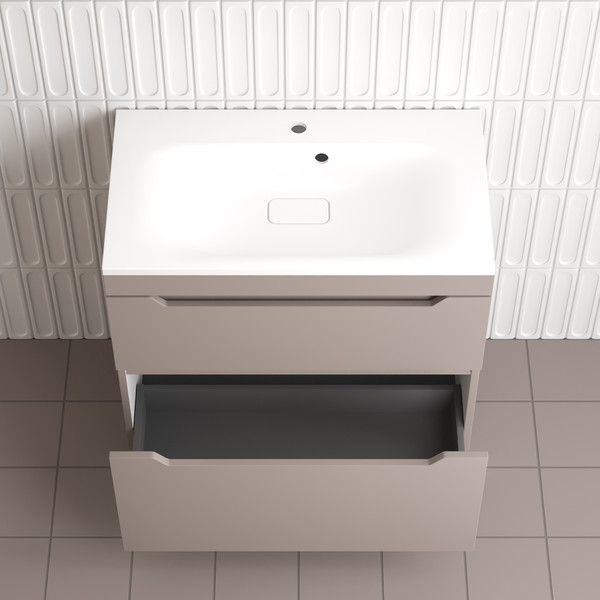 Изображение товара Тумба с умывальником Symbolite Остин 80 Plus 2 ящика + Фортуна 80x45 (тауп темный/антрацит)