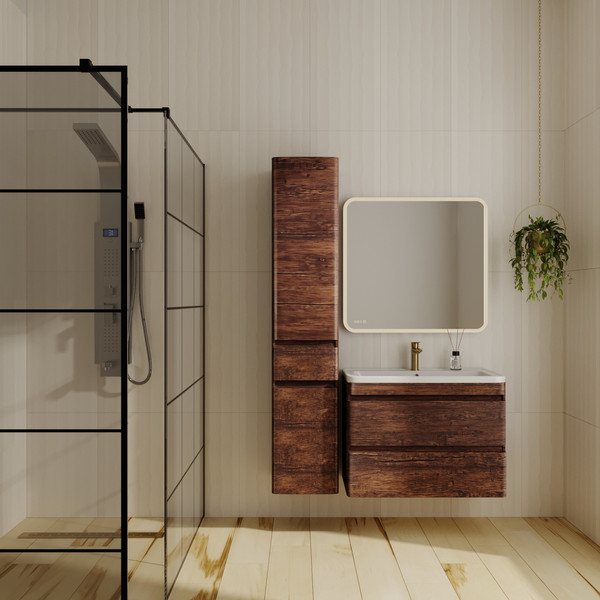 Изображение товара Тумба с умывальником Symbolite Атлантика 80 Люкс Plus + Атлантика 80 (подвесная, старое дерево)