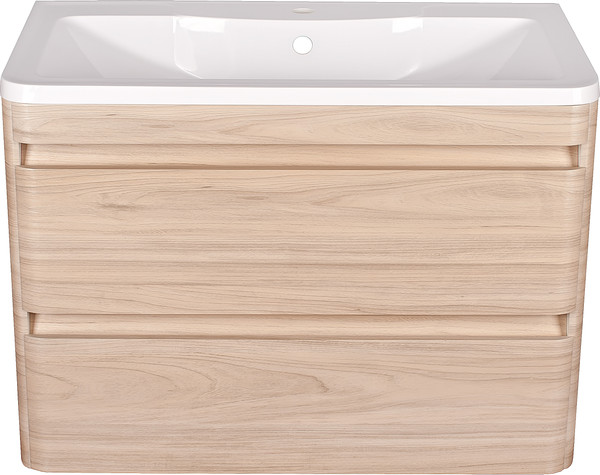 Изображение товара Тумба с умывальником Symbolite Атлантика 80 Люкс Plus + Атлантика 80 (подвесная, ясень перламутр)