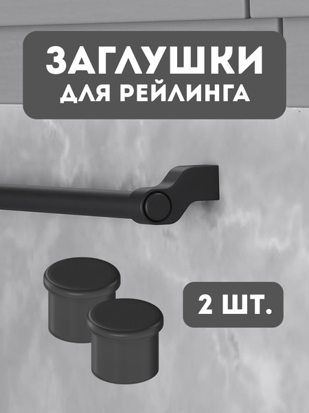 Изображение товара Набор заглушек для рейлинга Starax S-4081-A/2 (2шт, антрацит)