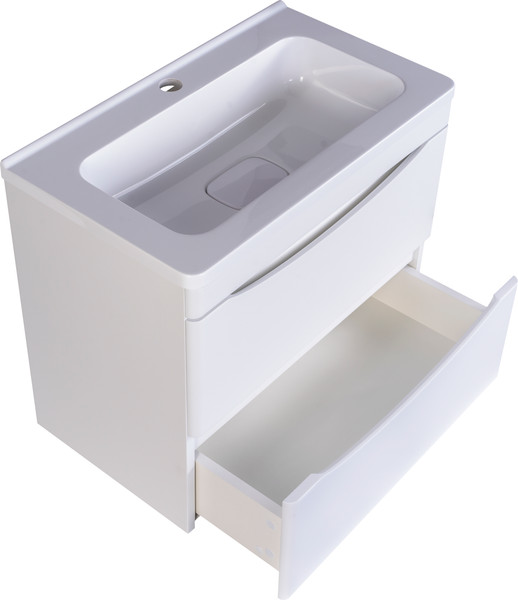Изображение товара Тумба с умывальником Symbolite Бергамо мини 60 Люкс Plus 2 ящика + Каре Люкс Мини 60х35 (подвесная, белый)