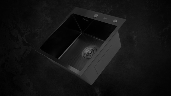 Изображение товара Мойка кухонная Astir Decor PVD Black 55х50B (с сифоном, дозатором и коландером)