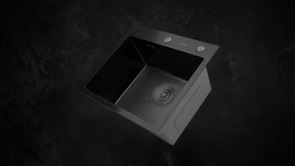 Изображение товара Мойка кухонная Astir Decor PVD Black 45x50B (с сифоном, дозатором и коландером)