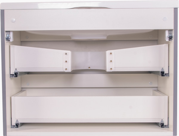 Изображение товара Тумба с умывальником Symbolite Бергамо мини 70 Люкс Plus 2 ящика + Каре Люкс Мини 70х35 (подвесная, серый)