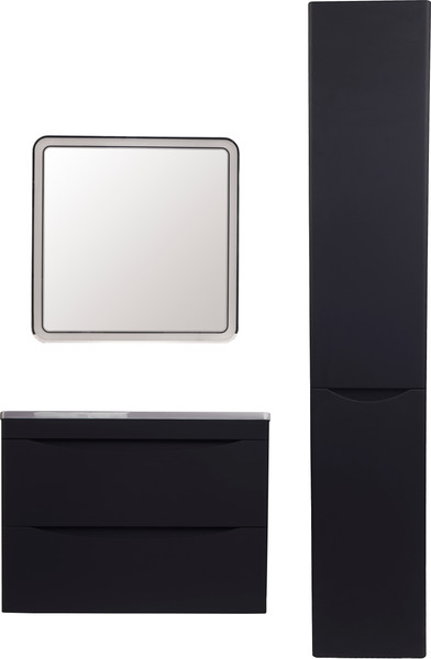 Изображение товара Тумба с умывальником Symbolite Бергамо мини 70 Люкс Plus 2 ящика + Каре Люкс Мини 70х35 (подвесная, черный)