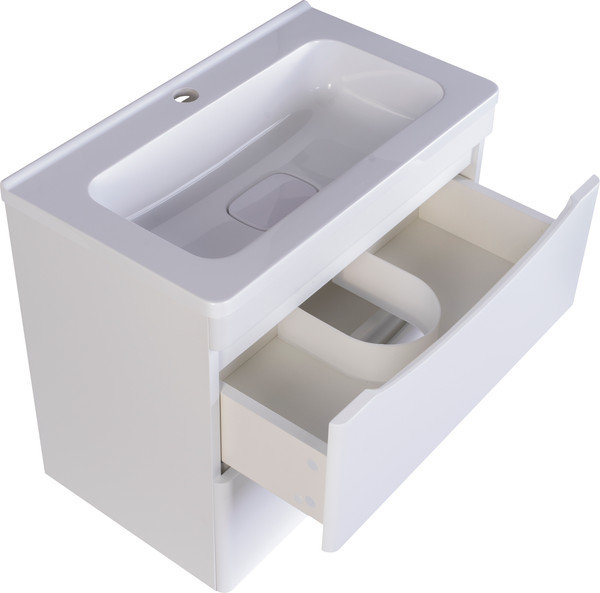 Изображение товара Тумба с умывальником Symbolite Бергамо мини 90 Люкс Plus 2 ящика + Каре Люкс Мини 90х35 (подвесная, белый)