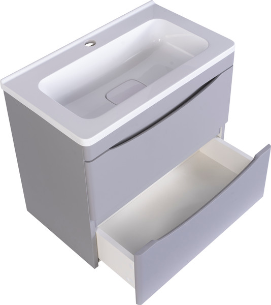 Изображение товара Тумба с умывальником Symbolite Бергамо мини 90 Люкс Plus 2 ящика + Каре Люкс Мини 90х35 (подвесная, серый)