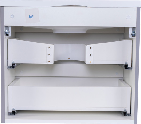 Изображение товара Тумба с умывальником Symbolite Бергамо мини 90 Люкс Plus 2 ящика + Каре Люкс Мини 90х35 (подвесная, серый)