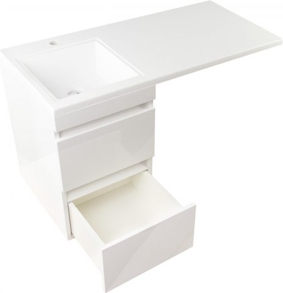 Изображение товара Тумба с умывальником Symbolite Даллас 100 Люкс Plus + Даллас 100x48 (подвесная, левый, белый)