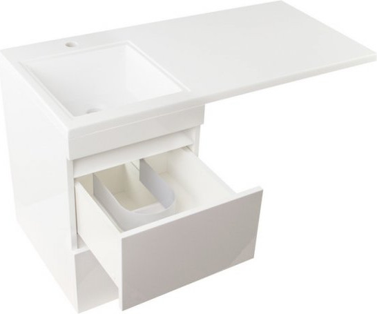 Изображение товара Тумба с умывальником Symbolite Даллас 100 Люкс Plus + Даллас 100x48 (подвесная, левый, белый)