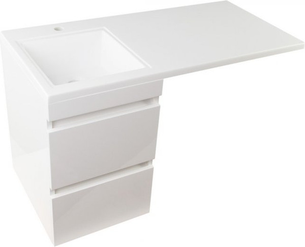 Изображение товара Тумба с умывальником Symbolite Даллас 100 Люкс Plus + Даллас 100x48 (подвесная, левый, белый)