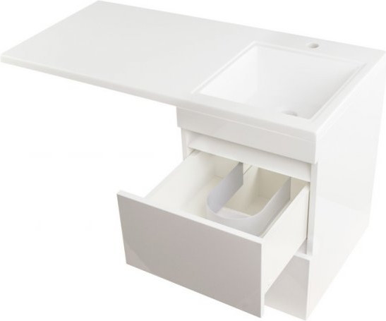 Изображение товара Тумба с умывальником Symbolite Даллас 100 Люкс Plus + Даллас 100x48 (подвесная, правый, белый)