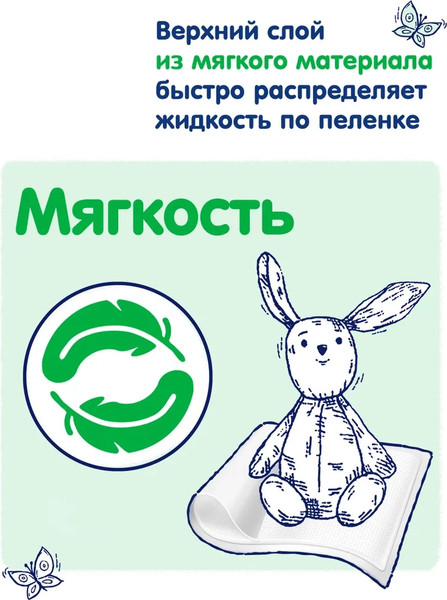 Изображение товара Набор пеленок одноразовых детских Helen Harper Green Fluff 40х60 (60шт)