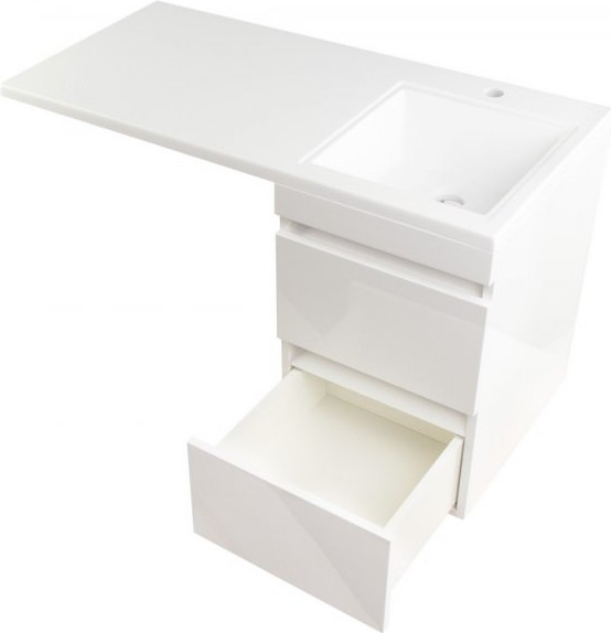 Изображение товара Тумба с умывальником Symbolite Даллас 100 Люкс Plus + Даллас 100x48 (подвесная, правый, эмаль белый)