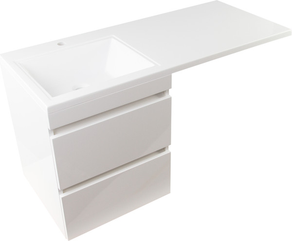 Изображение товара Тумба с умывальником Symbolite Даллас 110 Люкс Plus + Даллас 110x48 (подвесная, левый, эмаль белый)
