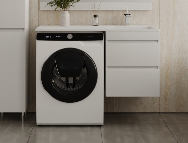 Изображение товара Тумба с умывальником Symbolite Даллас 110 Люкс Plus + Даллас 110x48 (подвесная, правый, эмаль белый)