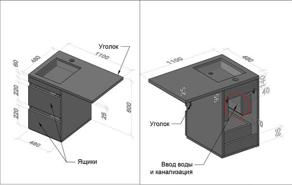 Изображение товара Тумба с умывальником Symbolite Даллас 110 Люкс Plus + Даллас 110x48 (подвесная, правый, эмаль белый)