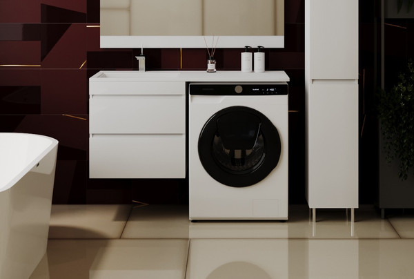 Изображение товара Тумба с умывальником Symbolite Даллас 120 Люкс Plus + Даллас 120x48 (подвесная, левый, белый)