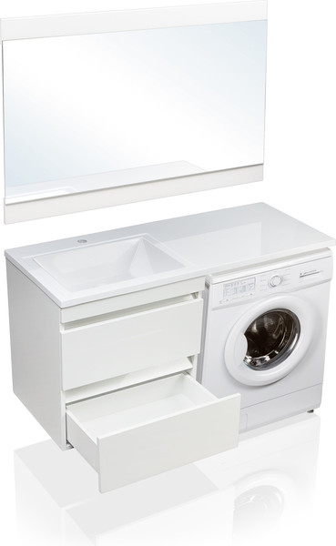 Изображение товара Тумба с умывальником Symbolite Даллас 120 Люкс Plus + Даллас 120x48 (подвесная, левый, белый)