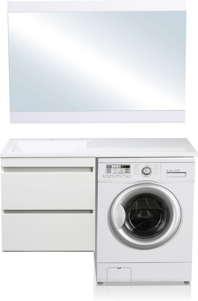 Изображение товара Тумба с умывальником Symbolite Даллас 120 Люкс Plus + Даллас 120x48 (подвесная, левый, белый)