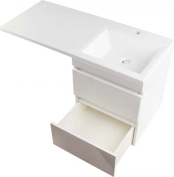Изображение товара Тумба с умывальником Symbolite Даллас 110 Люкс Plus + Estetus Даллас 110x48 (подвесная, правый, белый)