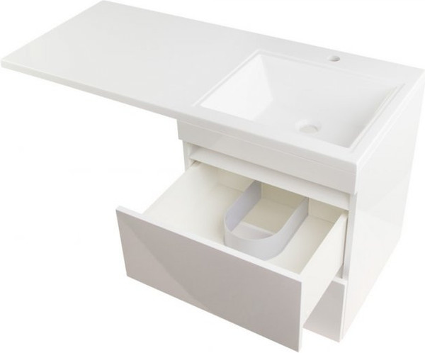 Изображение товара Тумба с умывальником Symbolite Даллас 110 Люкс Plus + Estetus Даллас 110x48 (подвесная, правый, белый)