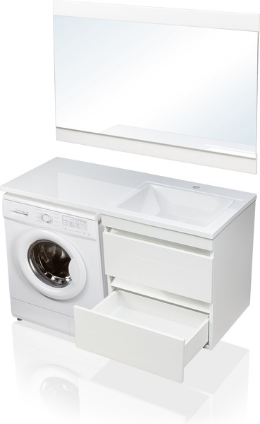 Изображение товара Тумба с умывальником Symbolite Даллас 120 Люкс Plus + Даллас 120x48 (подвесная, правый, белый)