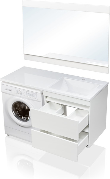 Изображение товара Тумба с умывальником Symbolite Даллас 120 Люкс Plus + Estetus Даллас 120x48 (подвесная, правый, эмаль белый)