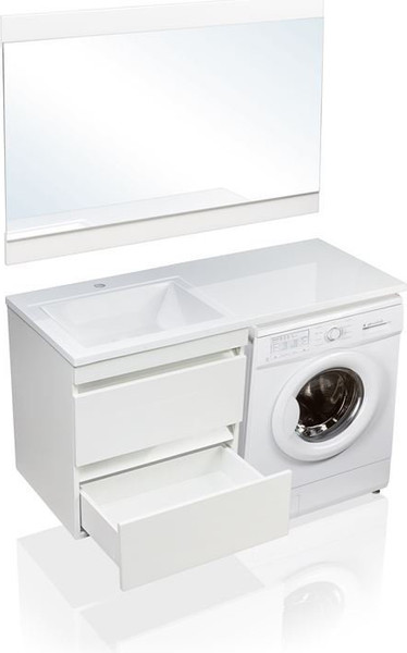 Изображение товара Тумба с умывальником Symbolite Даллас 120 Люкс Plus + Даллас 120x48 (подвесная, левый, эмаль белый)
