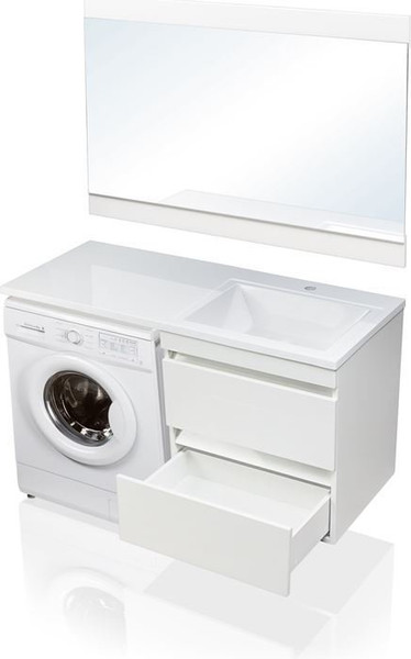 Изображение товара Тумба с умывальником Symbolite Даллас 120 Люкс Plus + Даллас 120x48 (подвесная, правый, эмаль белый)