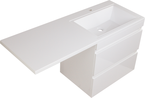 Изображение товара Тумба с умывальником Symbolite Даллас 130 Люкс Plus + Estetus Даллас 130x48.2 (подвесная, правый, эмаль белый)
