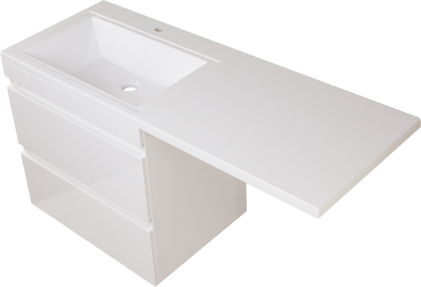 Изображение товара Тумба с умывальником Symbolite Даллас 130 Люкс Plus + Даллас 130x48.2 (подвесная, левый, эмаль белый)