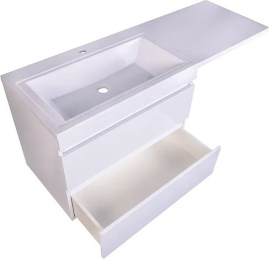 Изображение товара Тумба с умывальником Symbolite Даллас 140 Люкс Plus + Даллас 140x48.2 (подвесная, левый, белый)