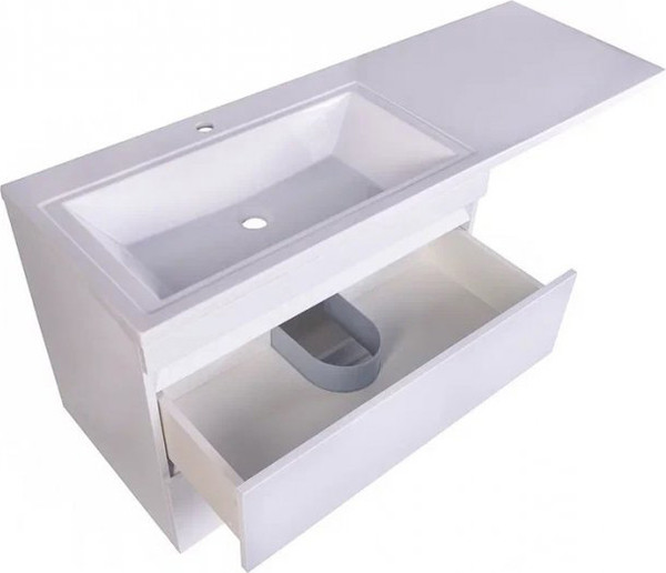 Изображение товара Тумба с умывальником Symbolite Даллас 140 Люкс Plus + Даллас 140x48.2 (подвесная, левый, белый)