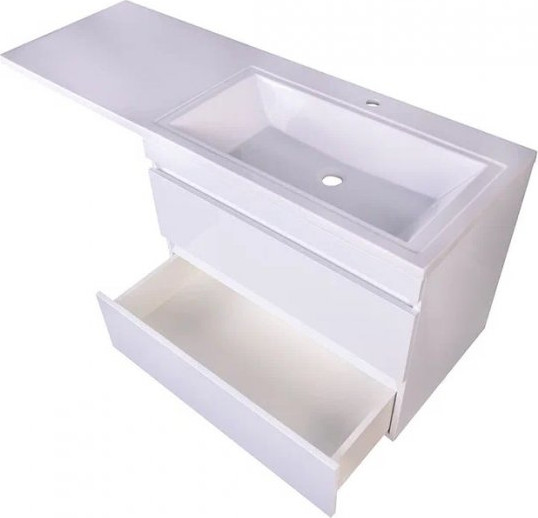 Изображение товара Тумба с умывальником Symbolite Даллас 140 Люкс Plus + Даллас 140x48.2 (подвесная, правый, белый)