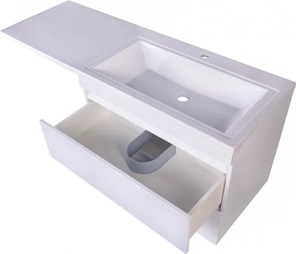 Изображение товара Тумба с умывальником Symbolite Даллас 140 Люкс Plus + Даллас 140x48.2 (подвесная, правый, белый)