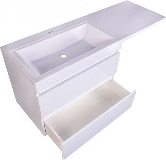 Изображение товара Тумба с умывальником Symbolite Даллас 140 Люкс Plus + Даллас 140x48.2 (подвесная, левый, эмаль белый)