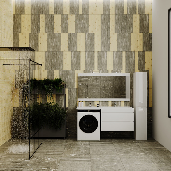 Изображение товара Тумба с умывальником Symbolite Даллас 150 Люкс Plus 2 ящика + Даллас 150x48.2 (подвесная, правый, эмаль белый)